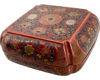 Vintage Cloisonné Style Painted Wooden Box
