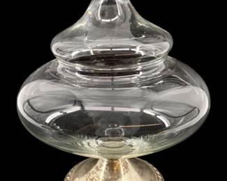 Vintage Sterling Weighted Footed Glass Candy Dish
