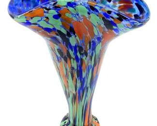 Vintage Hand Blown Confetti Art Glass Vase

