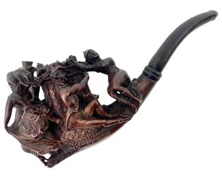 Vintage Detailed Carved Meerschaum Estate Pipe
