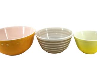 3pc Vintage Pyrex Glass Ovenware Bowls
