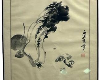 Signed Japanese Sumi-E Ink Drawing
