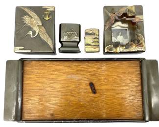 5pc Vintage Japanese metal Crane Design Collection
