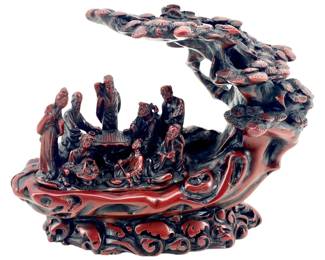 Chinese Feng Shui Red Resin 8 Immortals Sculpture
