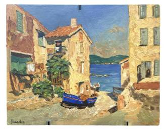 Signed Beader Landscape Acrylic on Panel
