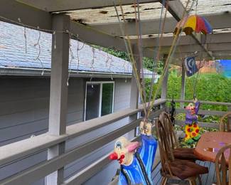 2 Paper Mache Flying Clowns