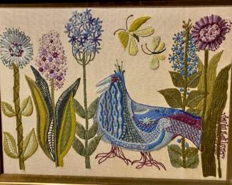 1960's California Modernist Crewelwork Embroidery Art