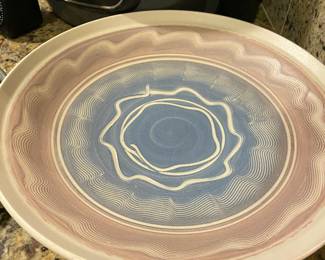 Cream, Brown & Blue Pottery Plate