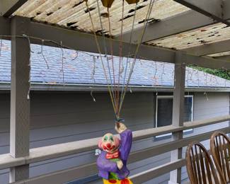 2 Paper Mache Flying Clowns