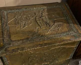 Embossed Brass Covered Log/Coal Box