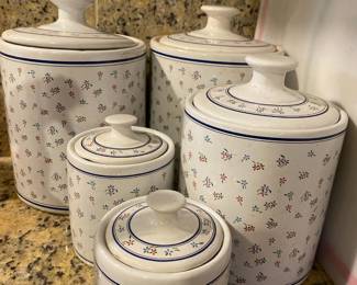 Set of 5  Flower Pattern Ceramic Canisters