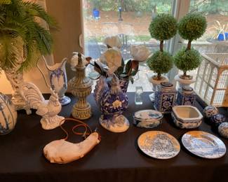 LOTS OF BLUE AND WHITE DECOR