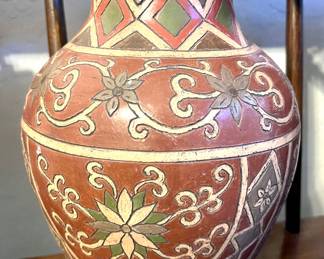 Hand made painted pottery vase