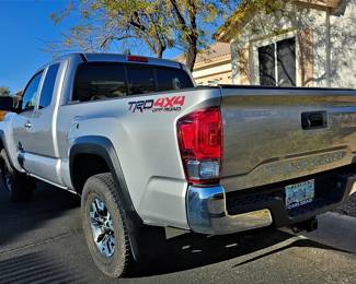 2016 Toyota Tacoma Truck for sale. 4-wheel drive, new tires, bed cover, 45,000 miles, one elderly owner, no accidents, no scratches, no dents, always detailed, only one person, the owner ever rode in the vehicle, We are taking bids starting Thursday at 8m until Saturday.