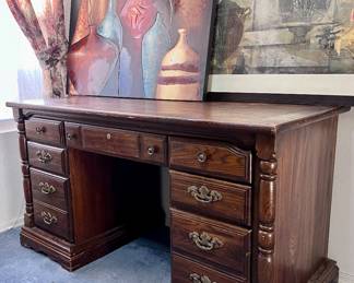 Wood office desk with drawers