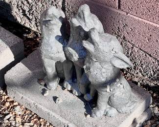 Concrete wolf outdoor decor