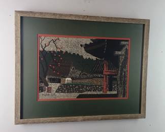 Kiyoshi Saito (Japanese, 20th Century) Signed Woodblock Print "Late Autumn"