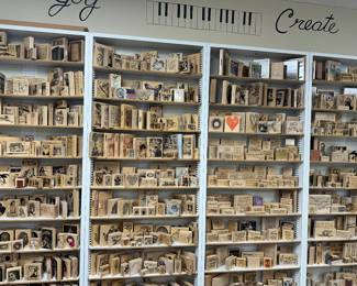 Full wall of scrapbooking stamps