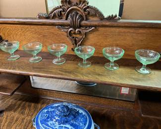 Set of Six Uranium Sherbet Glasses 