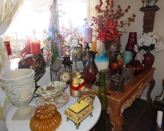 Vases, urns, candle sticks, boxes and bowls.