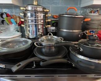 New CuisinArt cookware set, cast iron skillets and Cephalon cookware.