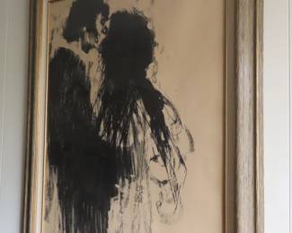 Large Aldo Luongo lithograph "Tenderness Elvis and Priscilla"