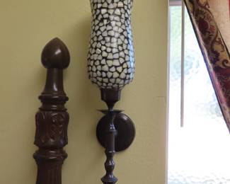 Two mosaic wall candle holders.