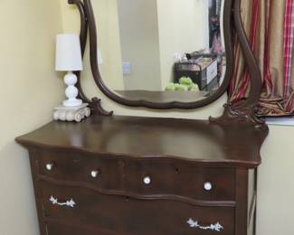 Antique dressing table and mirror.