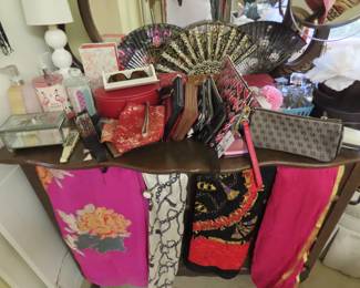 Fans, new soaps, scarves,, clutch bags.