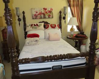 Four poster full size bed set and frame.