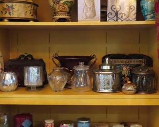 New unused candles, bowls, baskets and trinket boxes.