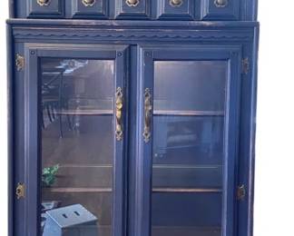 FANTASTIC Blue Rustic China Cabinet