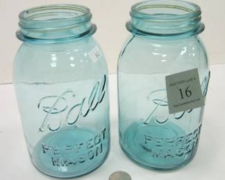 BALL BLUE GLASS CANNING JARS