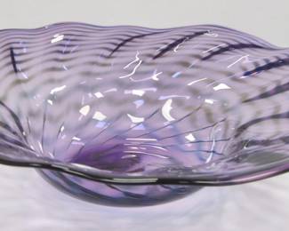 FREE FORM PURPLE ART GLASS CENTER PIECE BOWL