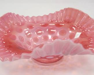 PINK COIN DOT RUFFLE EDGE GLASS BOWL