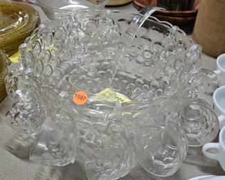PUNCH BOWL AND GLASSES