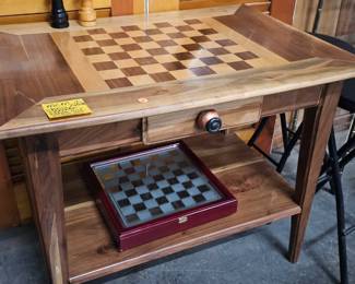 MCM WOODEN CHECKERS TABLE