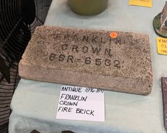 ANTIQUE FRANKLIN CROWN FIRE BRICK