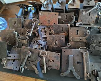 Large Antique Castle lock & Key Collection