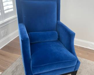 Custom Blue Velvet Chair $1500
43” height 
Seat length 30” deep
Arm length 20”
