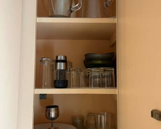 Lot 104 | Kitchen Cabinet Contents, Pitchers, Glass, Plates
