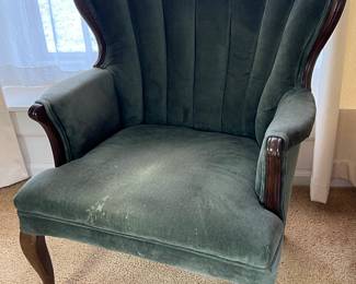 Lot 10 | Green Velvet Parlor Wingback Chair
