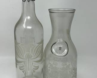 Lot 70 | Vintage Etched Wine Bottle Carafe
