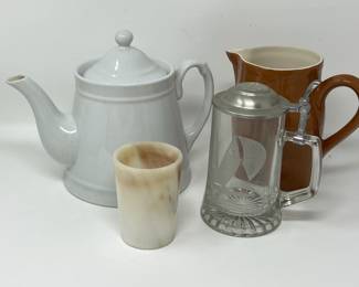 Lot 82 | Teapots, Pitchers, Alabaster Cup
