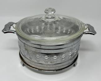 Lot 30 | Glasbake Etched Casserole with Carrier
