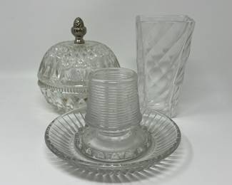 Lot 21 | Vintage Glassware, Candy Dish, Fairy Lamp
