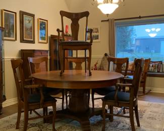 Antique table w/ 6 chairs. 