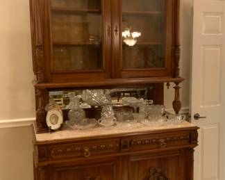 Antique marble top hunters buffet