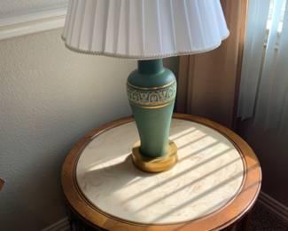 Lamps, Marble Top Side Table.