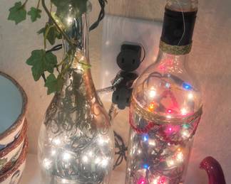 Painted Bottles come with Fairy Lights for a festive touch